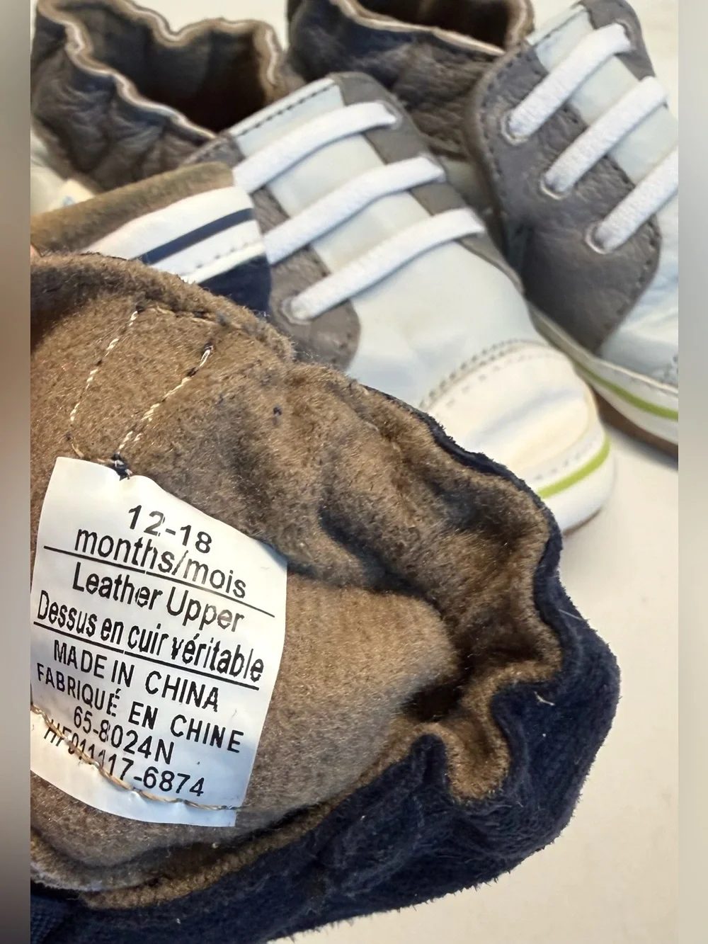 Robeez 12-18M Shoe Bundle | Gray Sneakers & Navy Slip-Ons